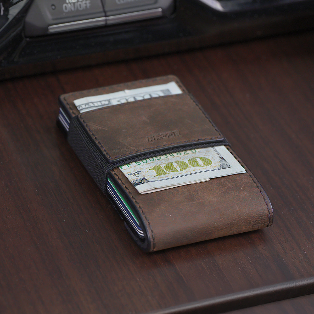 PROOF Wallet | The Founder | Top Grain Bomber Leather & Dark Gunmetal
