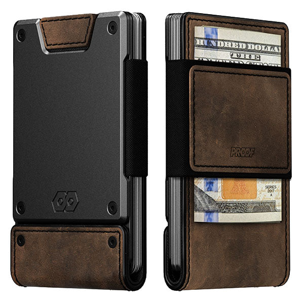 PROOF Wallet | The Founder | Top Grain Bomber Leather & Dark Gunmetal