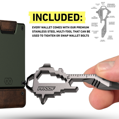 PROOF Wallet | The Greenskeeper | Classic Leather & Fairway Green Gunmetal