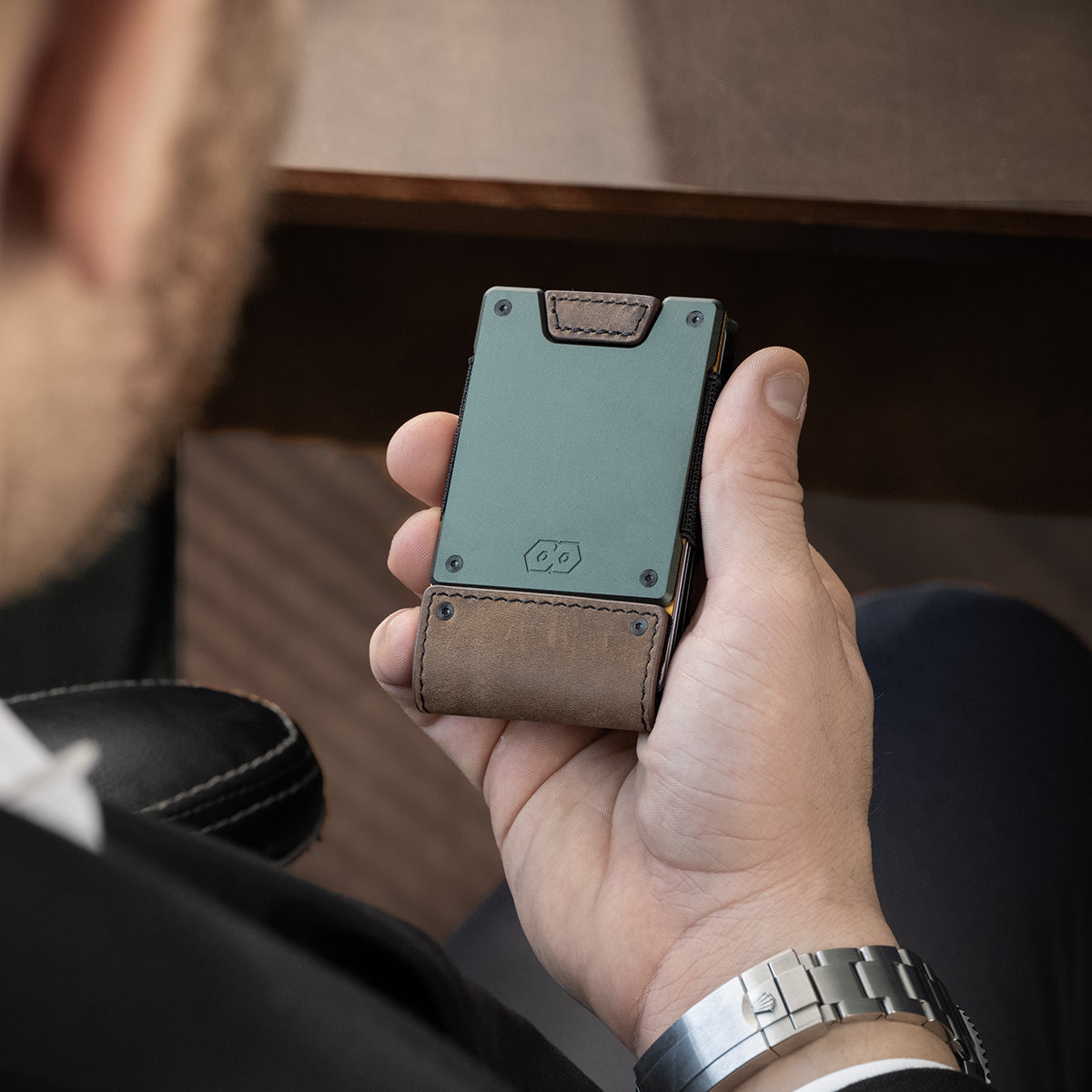 PROOF Wallet | The Greenskeeper | Classic Leather & Fairway Green Gunmetal