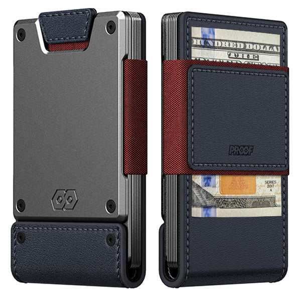 PROOF Wallet | The Patriot | Midnight Blue Full Grain Leather & Satin Gunmetal