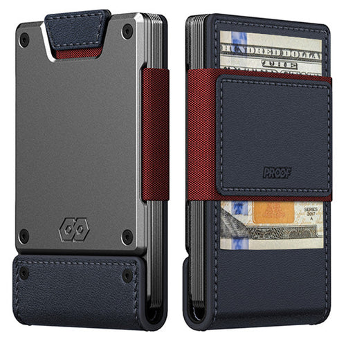 PROOF Wallet | The Patriot | Midnight Blue Full Grain Leather & Satin Gunmetal