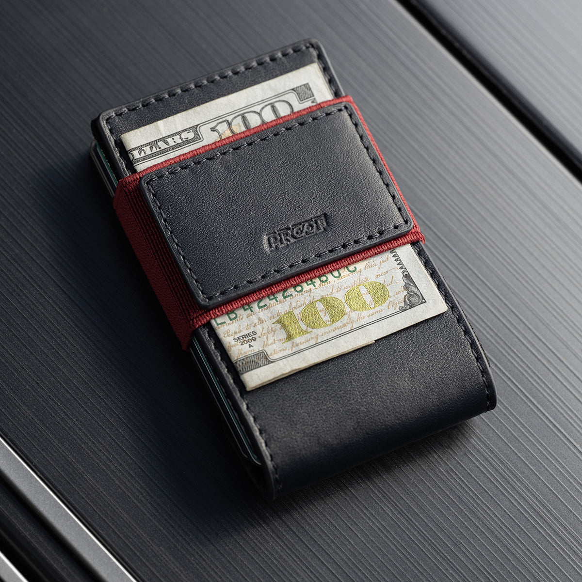 PROOF Wallet | The Patriot | Midnight Blue Full Grain Leather & Satin Gunmetal