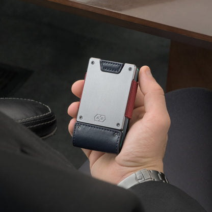 PROOF Wallet | The Patriot | Midnight Blue Full Grain Leather & Satin Gunmetal